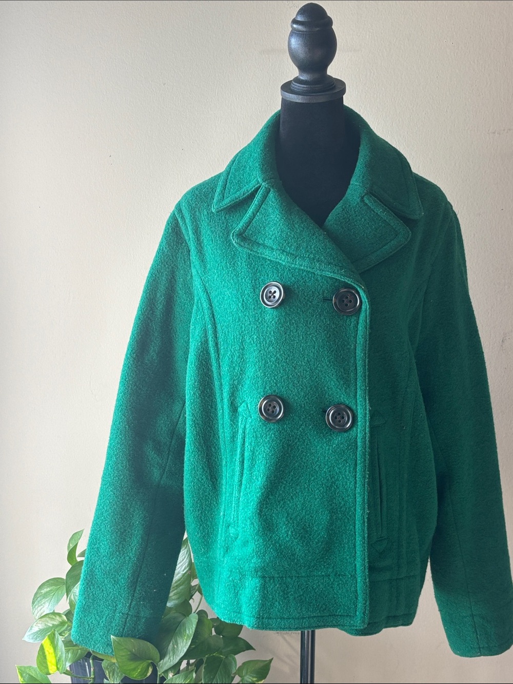 GAP Emerald Green Double-Breasted Pea Coat